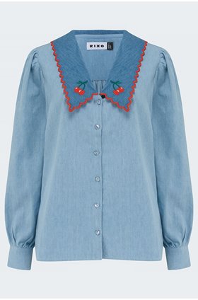 lila denim blouse