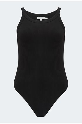 chunky rib tank top in black