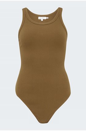chunky rib tank bodysuit in sepia