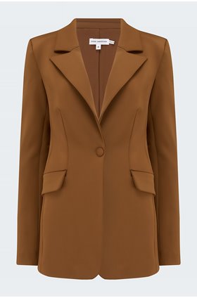 fitted scuba blazer in burnt caramel