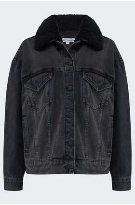 oversized trucker jacket in black