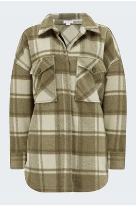 plaid shacket in olive