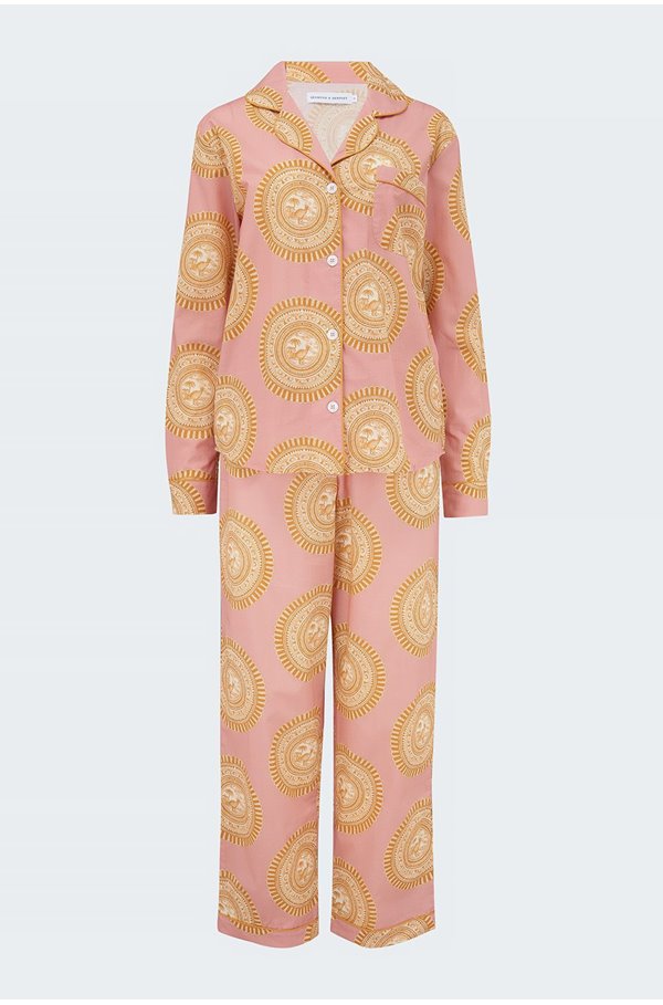kiwi print pyjamas in pink