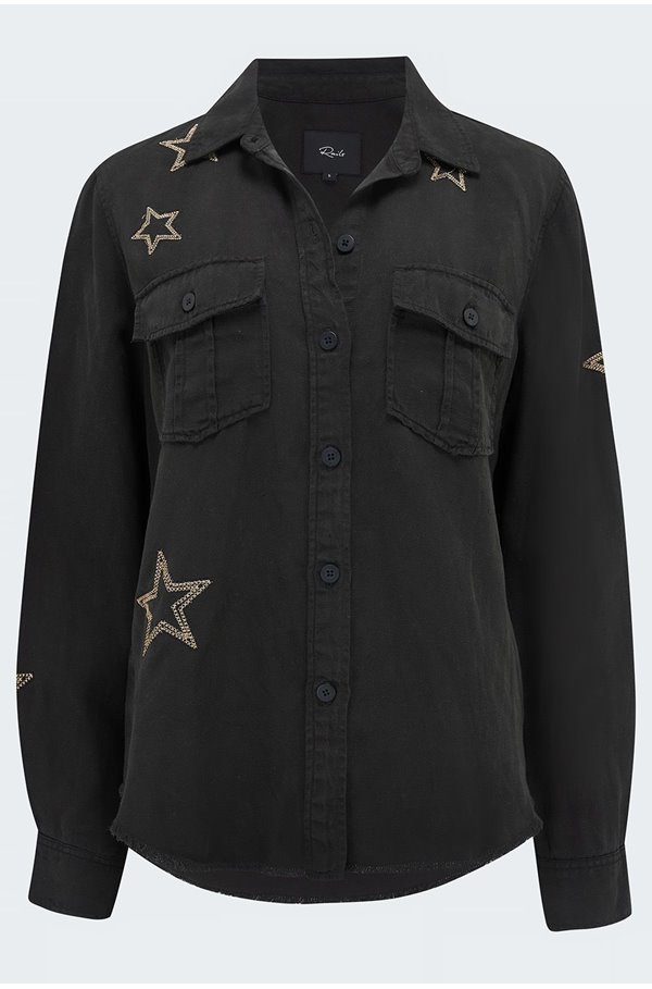 loren jacket in black metallic stars