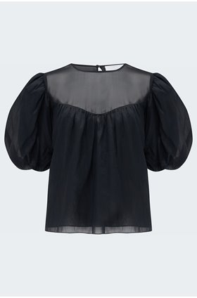 sheer inset top in noir