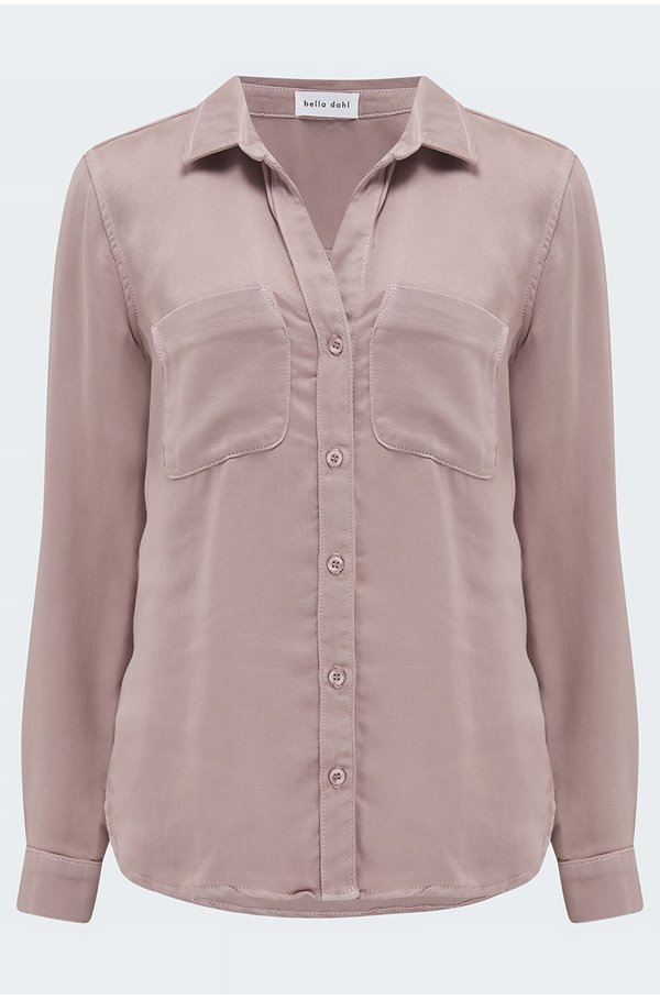 long sleeve two pocket shirt in antique rose 