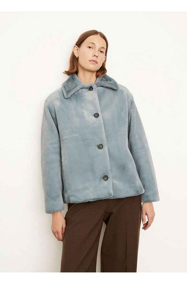 plush casual jacket in steel blue