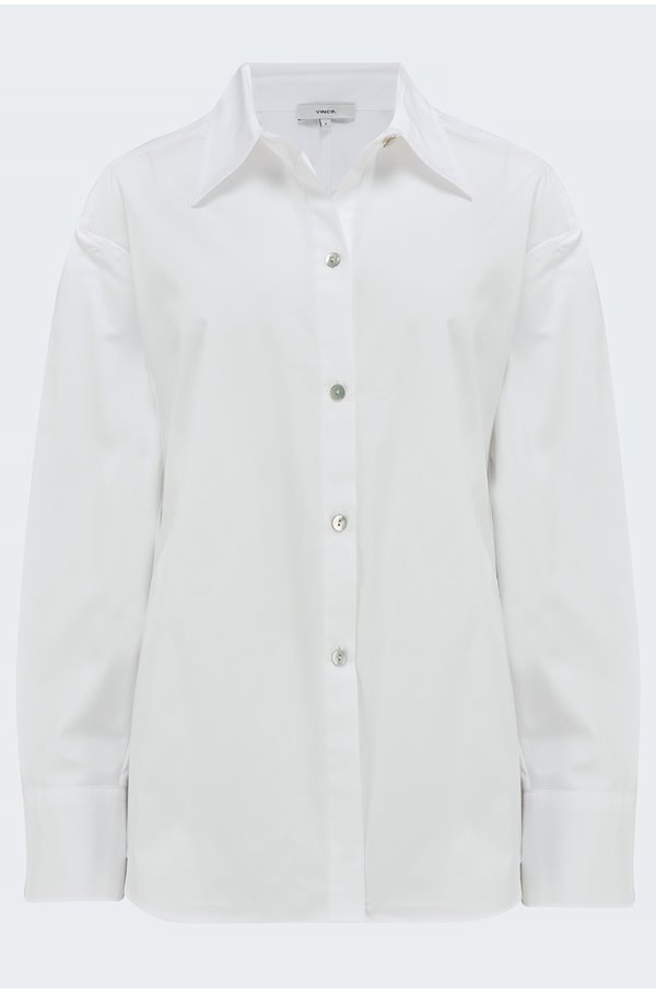 sculpted long sleeve shirt in optic white 