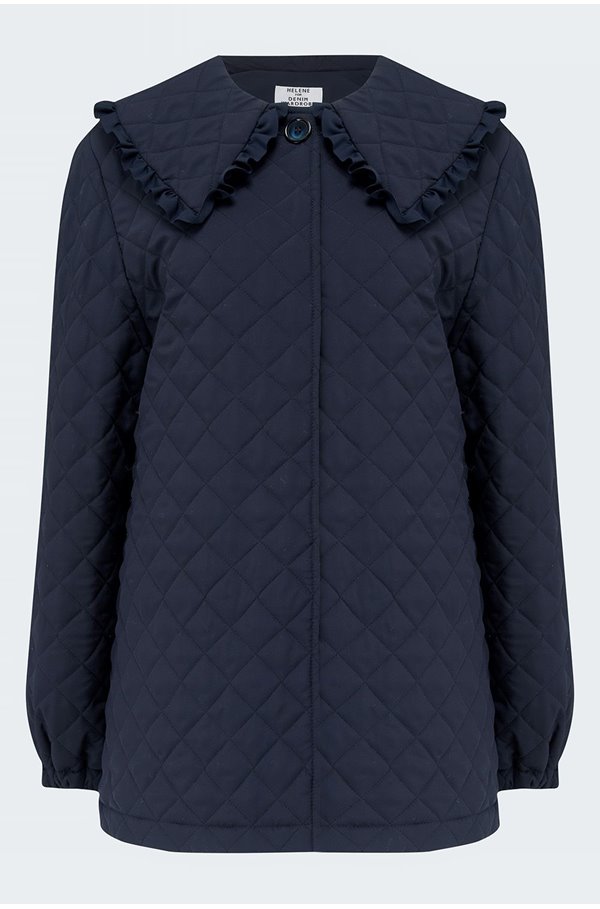 quilted collar jacket in navy