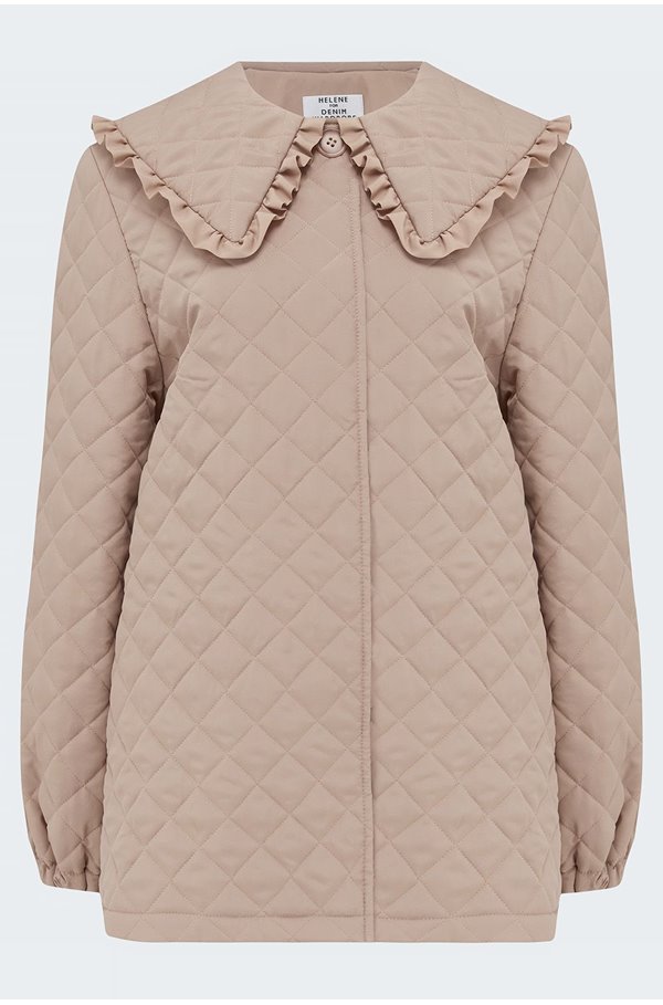 quilted collar jacket in oyster