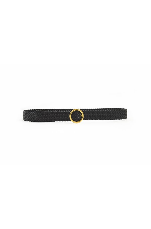 round buckle woven belt in black 