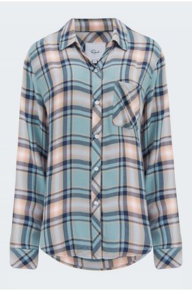 hunter shirt in teal peach navy