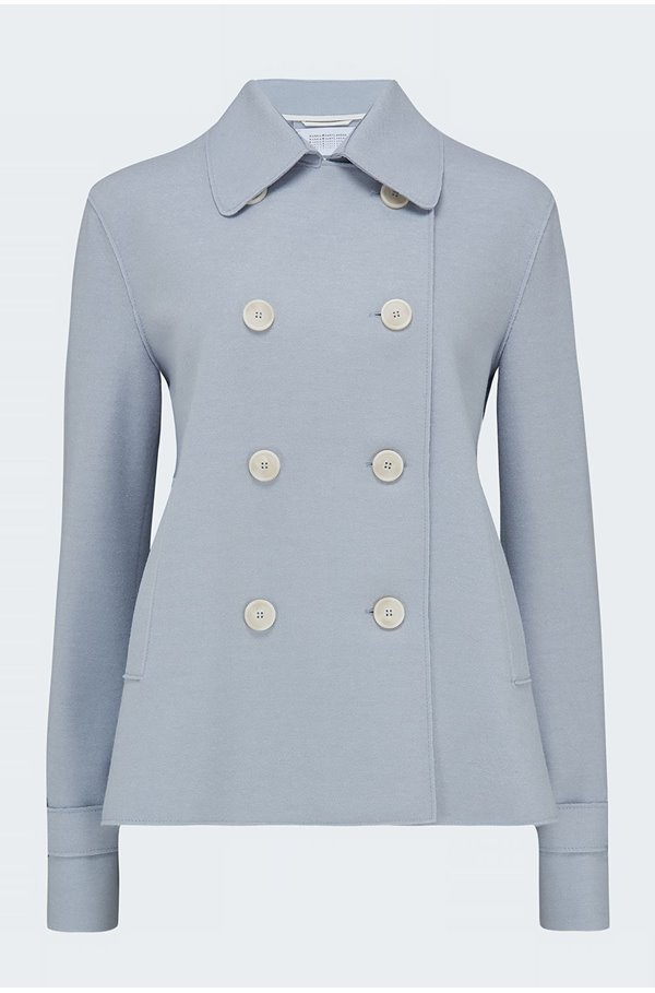 cropped trench in grey blue