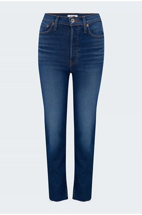 70's stovepipe jean in deep indigo fade