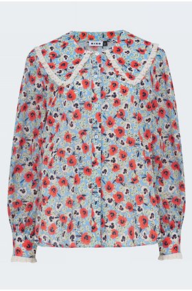 misha blouse in red pansy