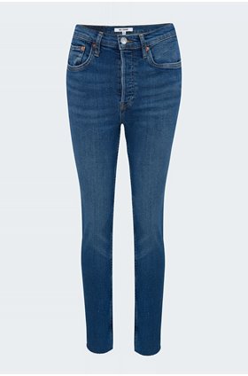 90's straight high rise ankle crop in french blue