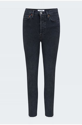90's straight high rise ankle crop in stoned noir