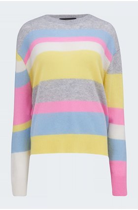 lucille sweater in grey multi coloured stripe