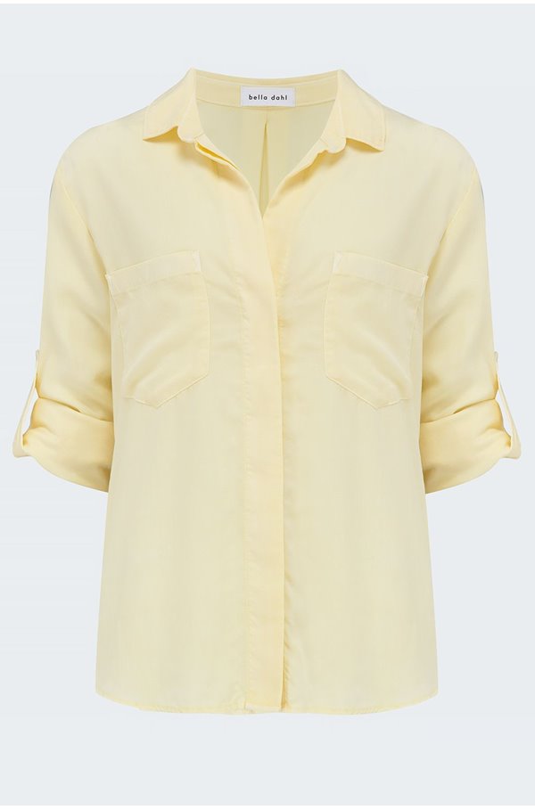 split back button down shirt in soft daisy