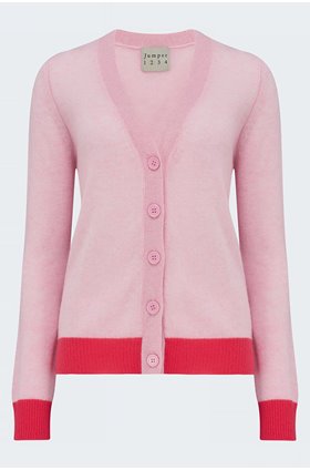 contrast cardigan in pink marl