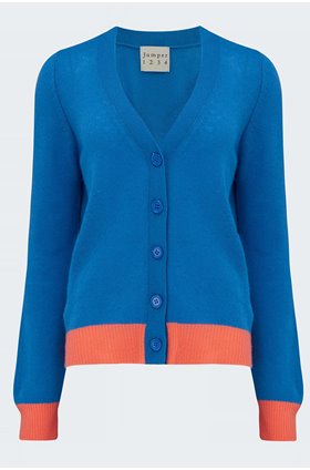 contrast cardigan in sky peach