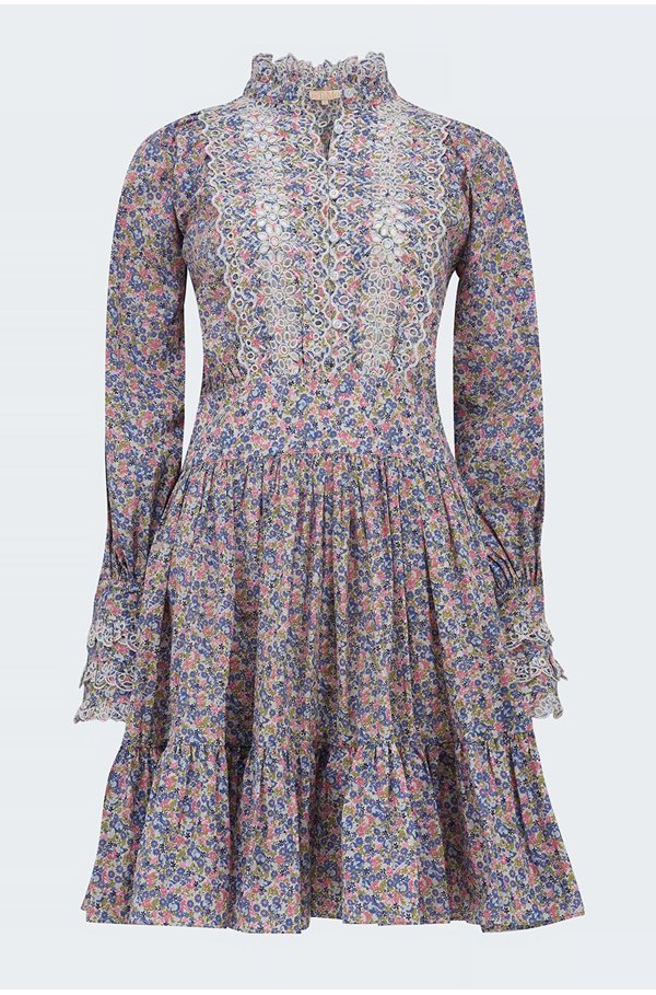 mini dress in blue garden