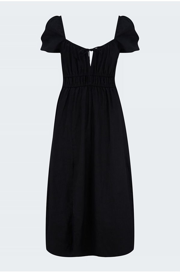 terina midi dress in plain black