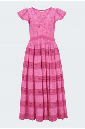 abena dress in hot cherry pink