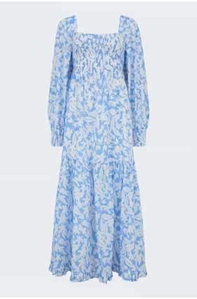 yas dress in blue palm