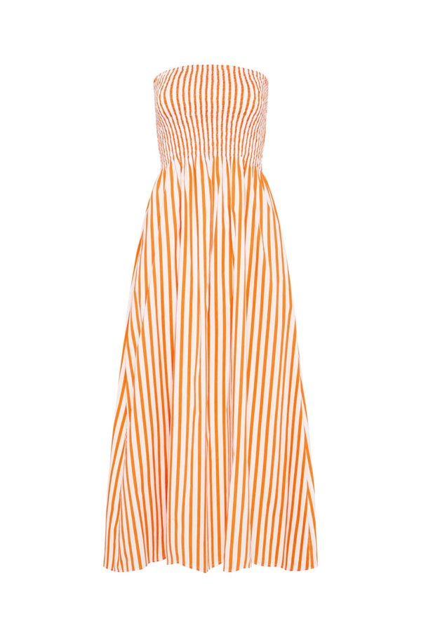 madella midi dress in martie stripe tangerine