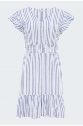 tara dress in blue catalina stripe