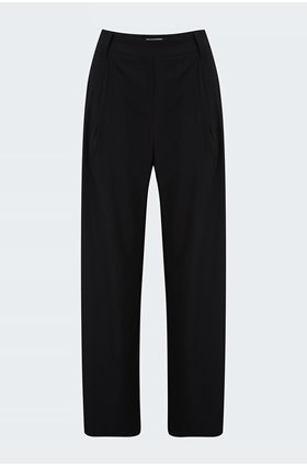 pleat front pull on pant in black