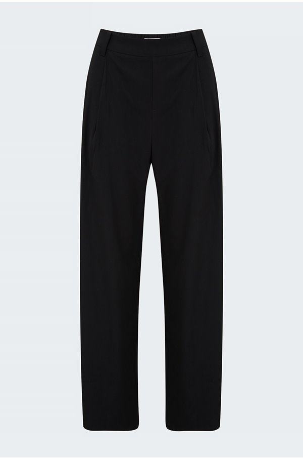 pleat front pull on pant in black