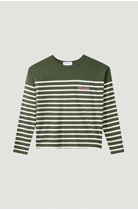 "very busy" montpar long-sleeved sailor shirt in army green ivory
