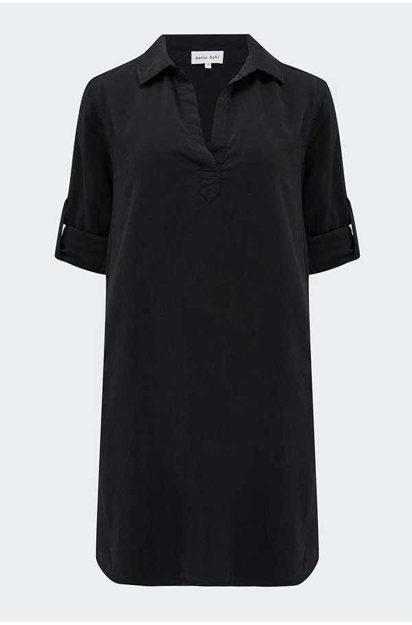 a line shirt dress in black