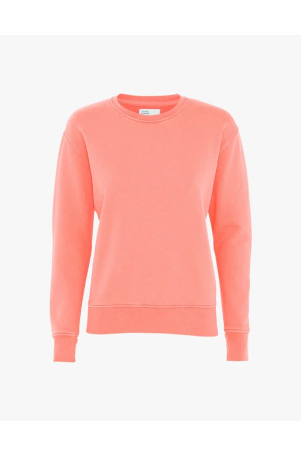 organic classic crew sweatshirt in bright coral