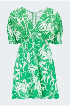 la castella mini dress in el marsa floral print green