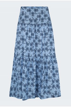 sylvia skirt in blue graphic floral print