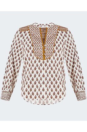 alivia boho-floral top in cream multi