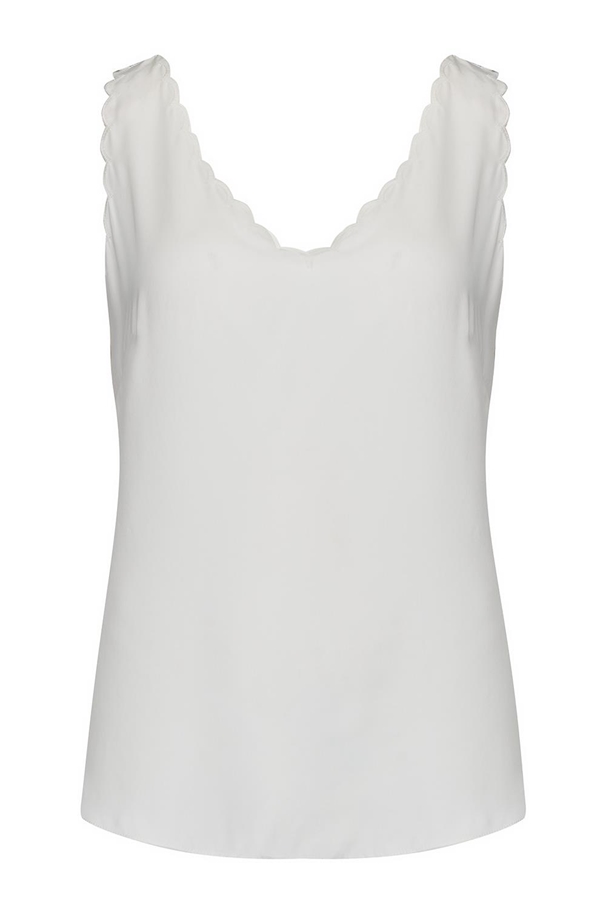 silk charmeuse scalloped tank top in snow 