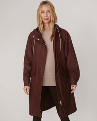 Tovera Long Rain Jacket in Deep Mahogany