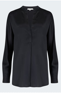 Band Collar Blouse in Black