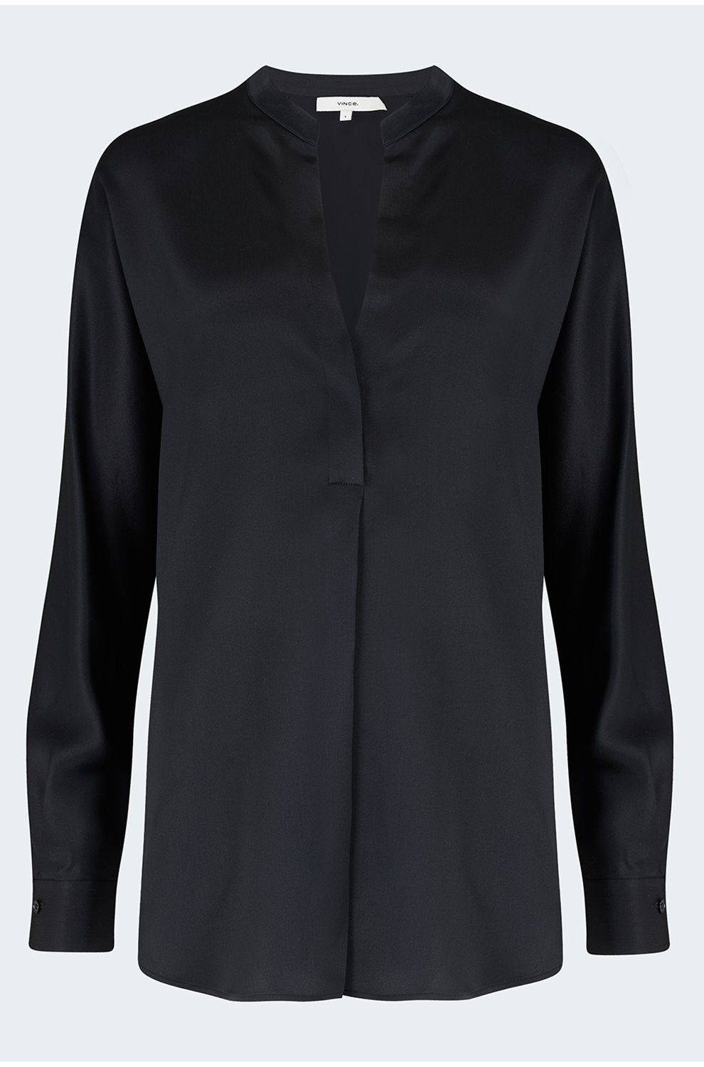 Band Collar Blouse in Black