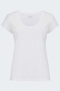 Katie Scoop Neck Tee in White