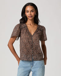 Elodie Top in Dark Brown Multi