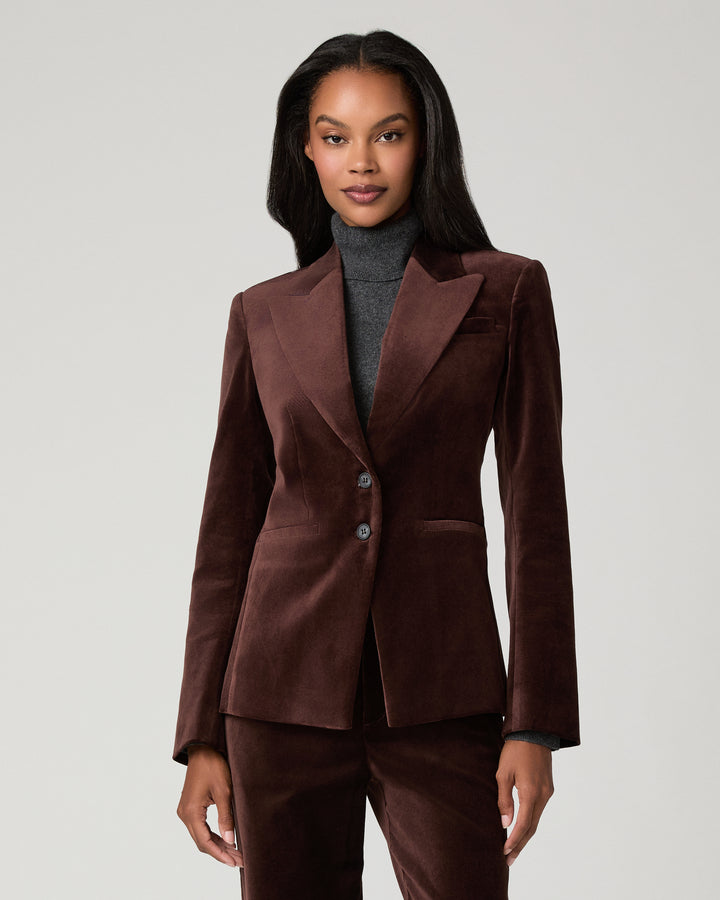 Chelsee Blazer in Burgundy Velvet