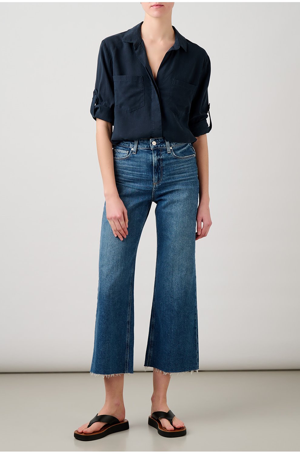 Split Back Button Down Shirt in Endless Sea