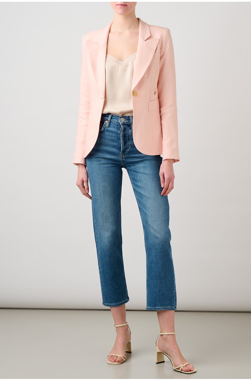 Duchess Linen Blazer in Ballet Pink