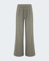 Smocked Waist Wide Pant in Soft Army