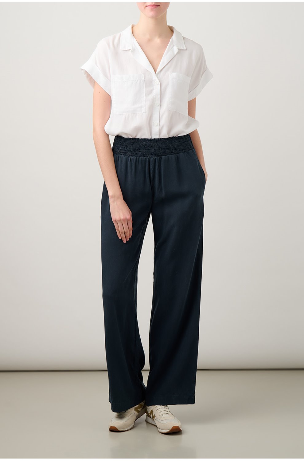 Smocked Waist Wide Leg Pant in Endless Sea